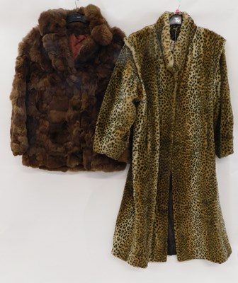 Lot 180 - A lady's 3/4 length faux fur leopard coat and...
