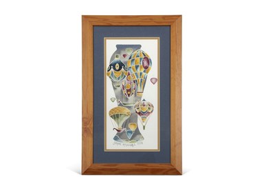 Lot 67 - Moorcroft style ballooning watercolour signed...