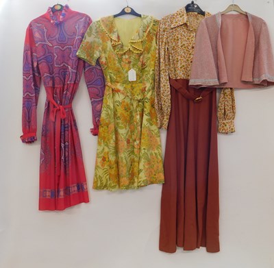 Lot 61 - A lady's purple and pink paisley dress by...