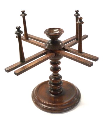 Lot 1 - A 19th Century turned walnut wool winder of...