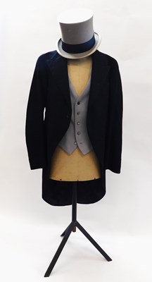 Lot 300 - A black morning jacket together with a grey...