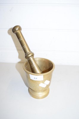 Lot 64 - BRASS PESTLE AND MORTAR