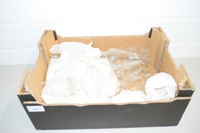 Lot 115 - BOX OF VARIOUS CLEAR GLASS OIL LAMP CHIMNEYS