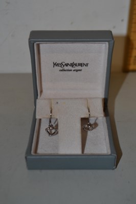 Lot 109 - A pair of silver open heart earrings, stamped...