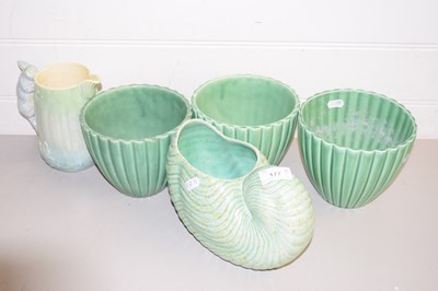 Lot 177 - MIXED LOT COMPRISING THREE GREEN GLAZED...