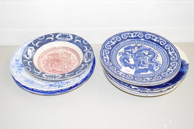 Lot 178 - MIXED LOT VARIOUS 19TH CENTURY AND LATER BLUE...