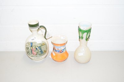 Lot 189 - ADAMS DICKENS JUG, A FURTHER ART GLASS VASE...