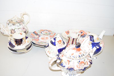 Lot 198 - 19TH CENTURY TEA WARES, IMARI DECORATED PLATES...