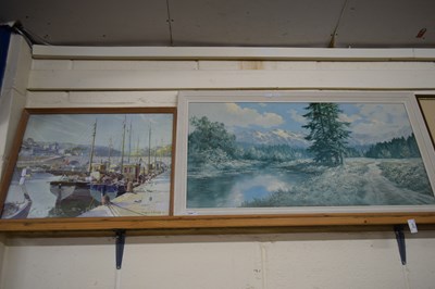 Lot 220 - COLOURED PRINT AFTER VERNON WARD, HARBOUR...