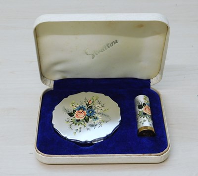 Lot 219 - A cased Stratton compact and lipstick, both...