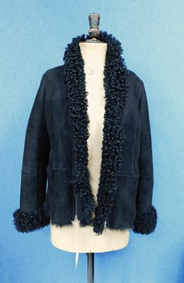 Lot 132 - A lady's black suede and shearling slip-on...