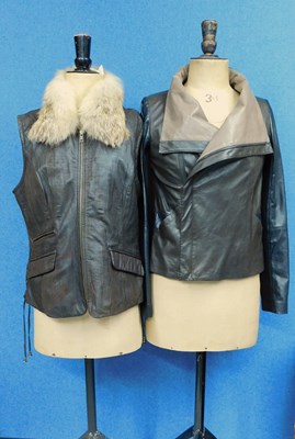 Lot 128 - A leather jacket and similar gillet, the...
