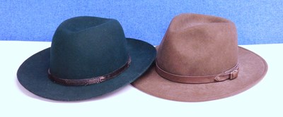 Lot 195 - Two wool felt Fedora's, one in forest green by...