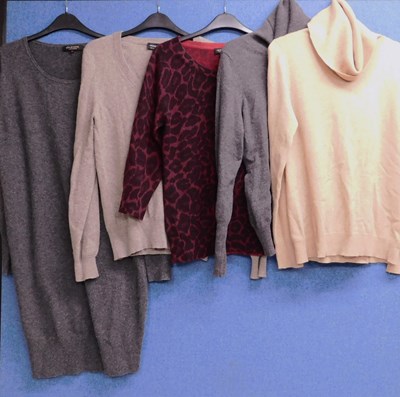 Lot 112 - Five cashmere jumpers by Jaeger to include two...