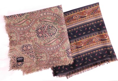 Lot 201 - A scarf by Liberty in green cotton paisley...