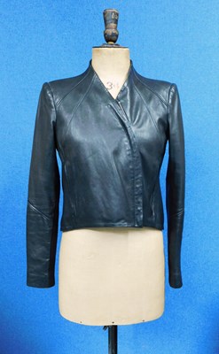Lot 123 - A lady's black leather cropped jacket by...