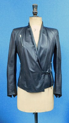 Lot 124 - A lady's black leather jacket by Helmut Lang,...