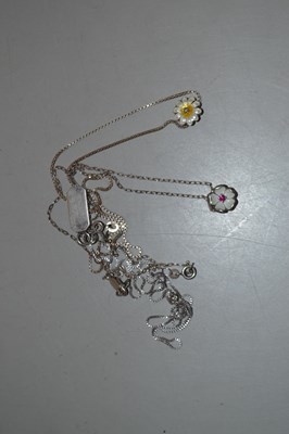 Lot 110 - Two floral gemset and enamel pendant necklaces,...
