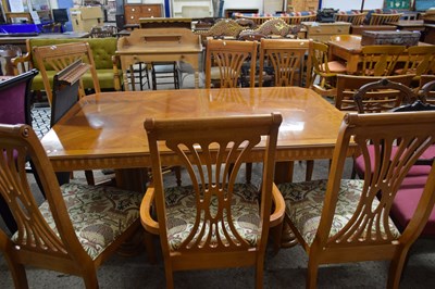 Lot 256 - MODERN YEW WOOD VENEERED TWIN PEDESTAL...
