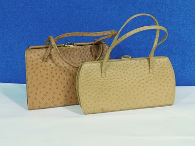 Lot 227 - Two ostrich leather handbags, one in medium...
