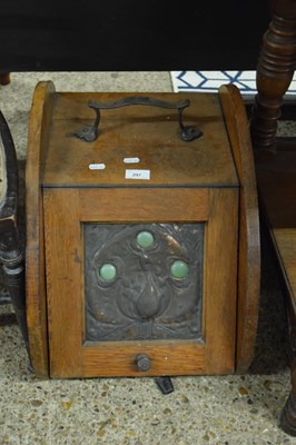 Lot 297 - LATE 19TH CENTURY OAK COAL BOX DECORATED WITH...