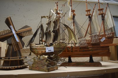 Lot 642 - Two ship models together with a similar wooden...