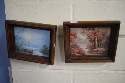 Lot 677 - Pair of heavily framed modern oils on canvas,...