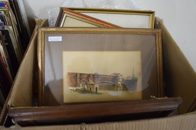 Lot 700 - Box containing quantity of assorted framed...