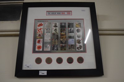 Lot 704 - Great War framed commemorative stamps and coins