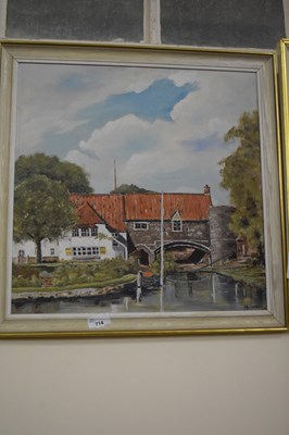 Lot 714 - Oil on board signed Hilary, Pulls Ferry, Norwich