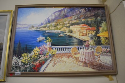 Lot 716 - Framed print of continental coastal scene