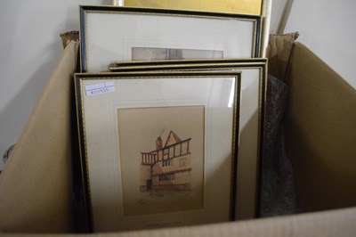 Lot 719 - Box containing a quantity of framed studies of...