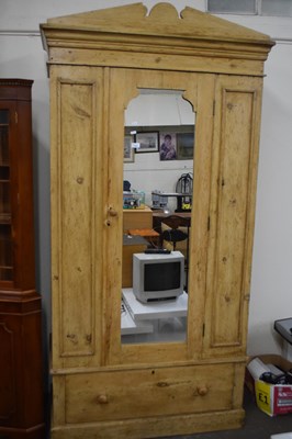 Lot 723 - Mirrored pine wardrobe