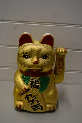 Lot 30A - LARGE (25CM) CHINESE MANEKI-NEKO LUCKY WAVING...