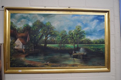 Lot 747 - Large mounted oil on canvas, reproducing The...
