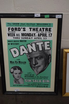 Lot 748 - A framed theatre poster