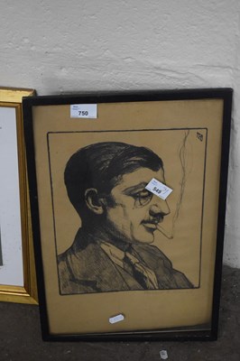 Lot 750 - Framed print, portrait of gentleman smoking