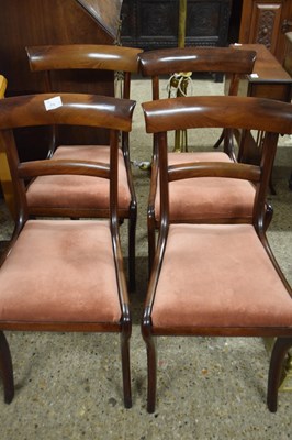 Lot 270 - Set of four 19th Century mahogany sabre leg...