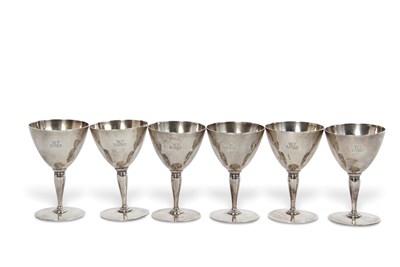 Lot 267 - A set of six "Tiffany & Co" sterling wine...