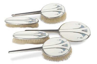 Lot 273 - An Art Deco silver and guilloche enamel five...