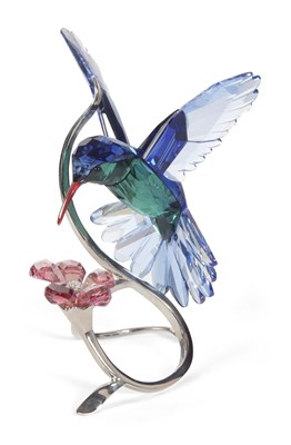 Lot 8 - A Swarovski model of a hummingbird in blue and...