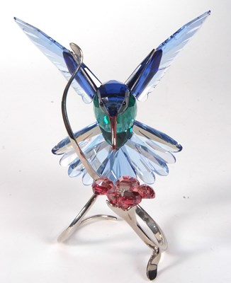 Lot 8 - A Swarovski model of a hummingbird in blue and...