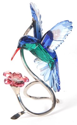 Lot 8 - A Swarovski model of a hummingbird in blue and...