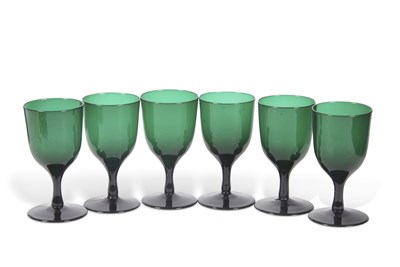 Lot 22 - Six 19th Century Bristol green glass wine...