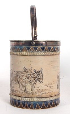 Lot 47 - A Doulton Lambeth biscuit barrel with plated...
