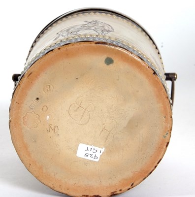 Lot 47 - A Doulton Lambeth biscuit barrel with plated...