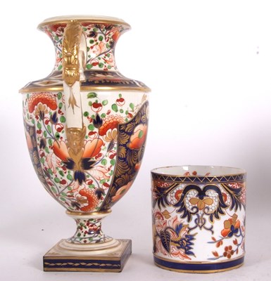 Lot 52 - Large Derby vase of Campana form with Imari...
