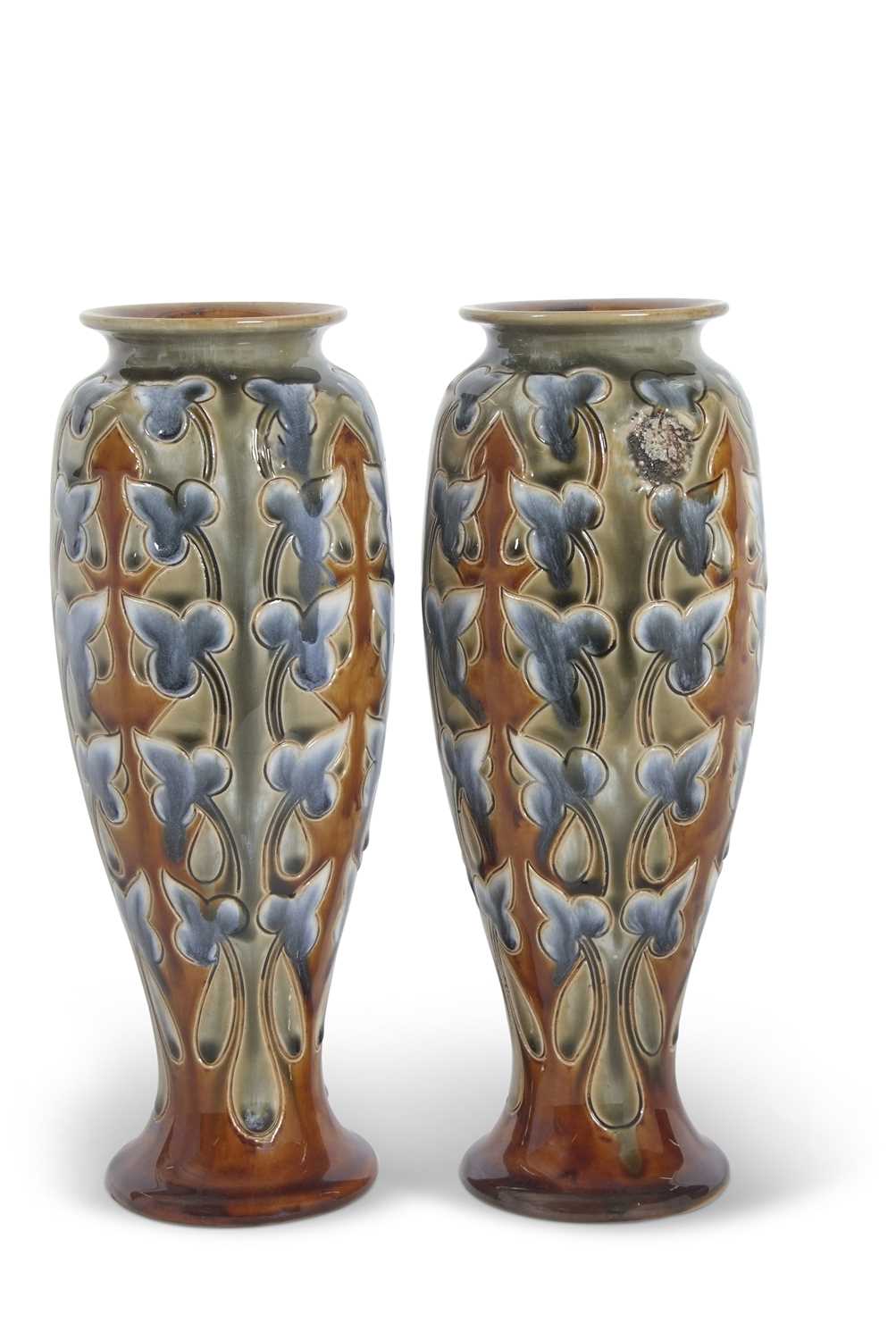 Lot 58 - A pair of Royal Doulton Art Nouveau vases with...