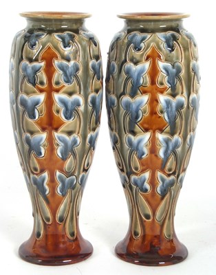 Lot 58 - A pair of Royal Doulton Art Nouveau vases with...