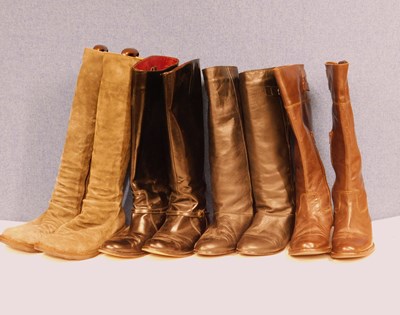 Lot 273 - Four pairs of lady's knee high boots; to...
